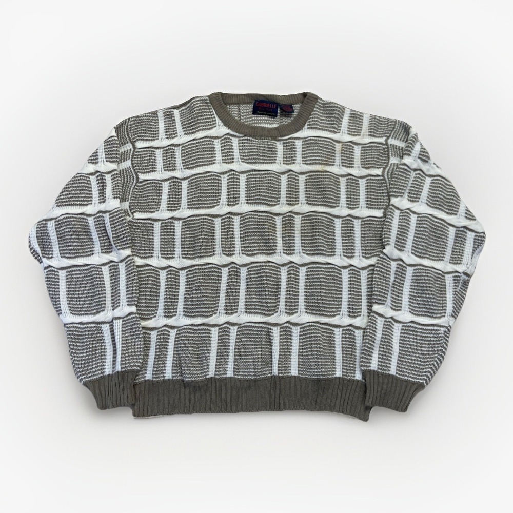 Vintage Sweater Men's XL Geometric Acrylic Crewneck‎ Pullover 90s Gabrielle